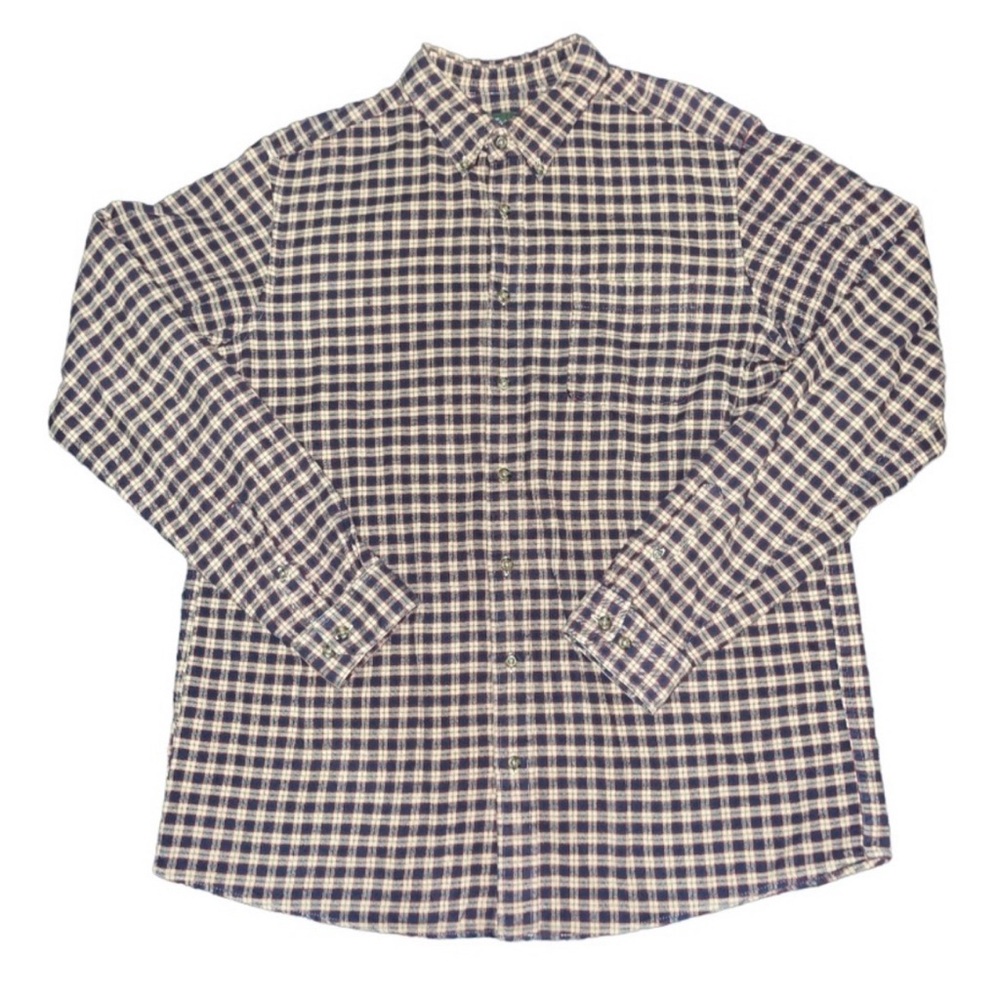 Eddie Bauer Plaid Shirt Flannel Outdoor Gorpcore Camping Maroon Tan Navy LargeT